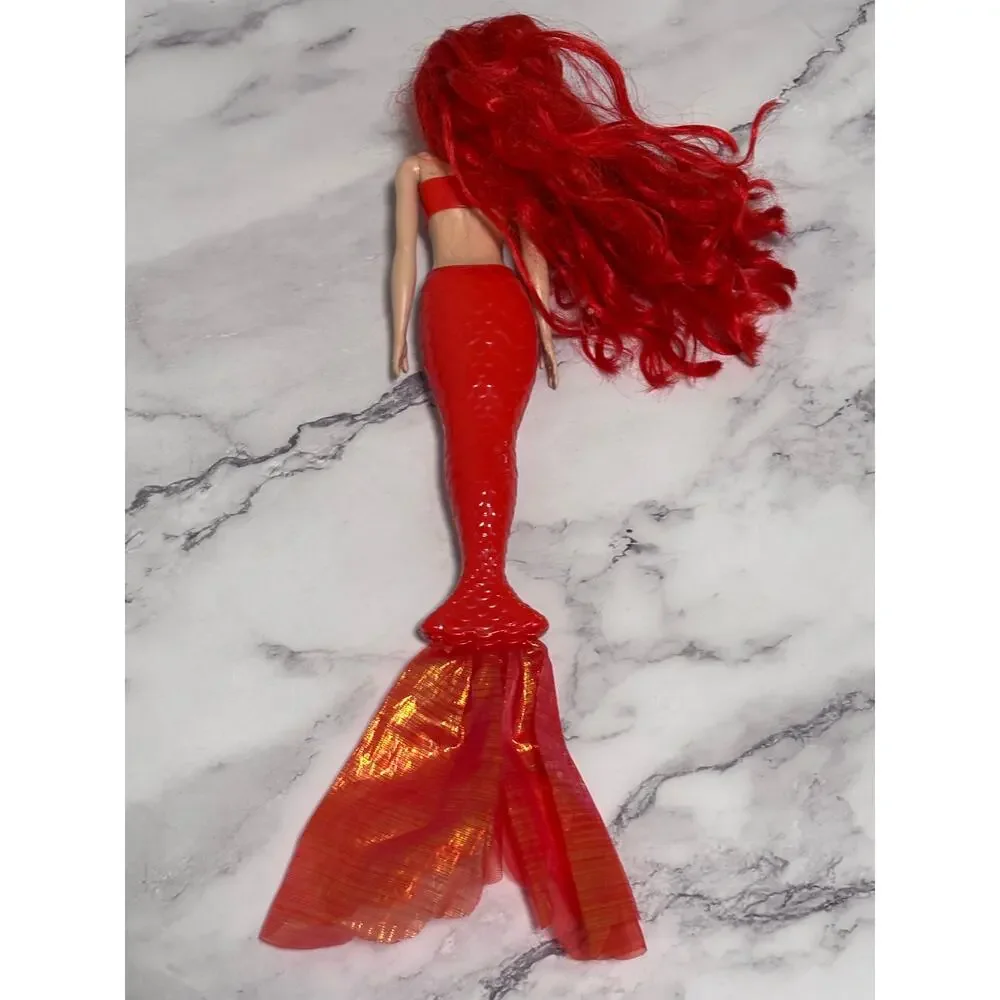 Barbie Color Reveal Rainbow Mermaid Doll Red Dress & Hair Mattel 2021